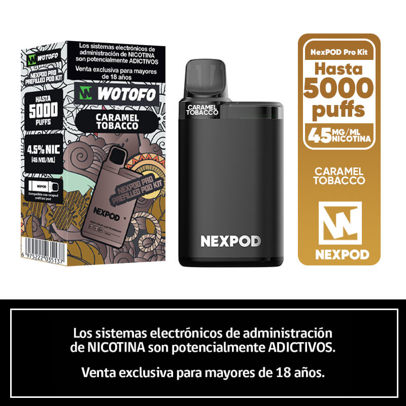 Vaper Desechable Nexpod Kit 5000 Puff Caramel Tobacco