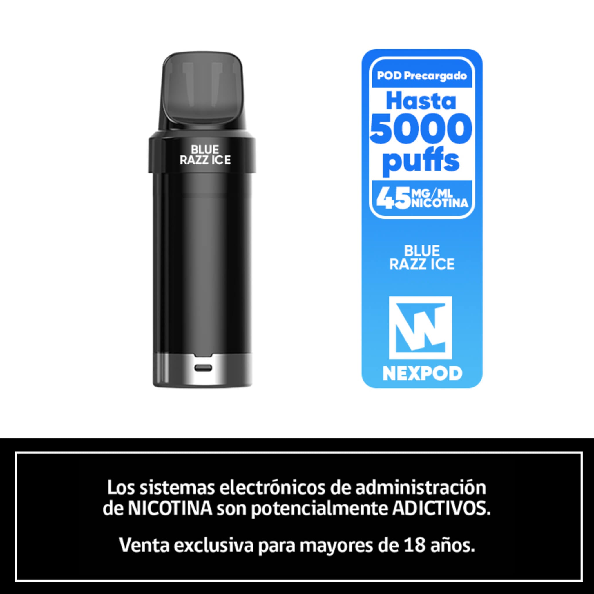 Vaper Desechable Nexpod 5000 Puffs Blue Razz Ice