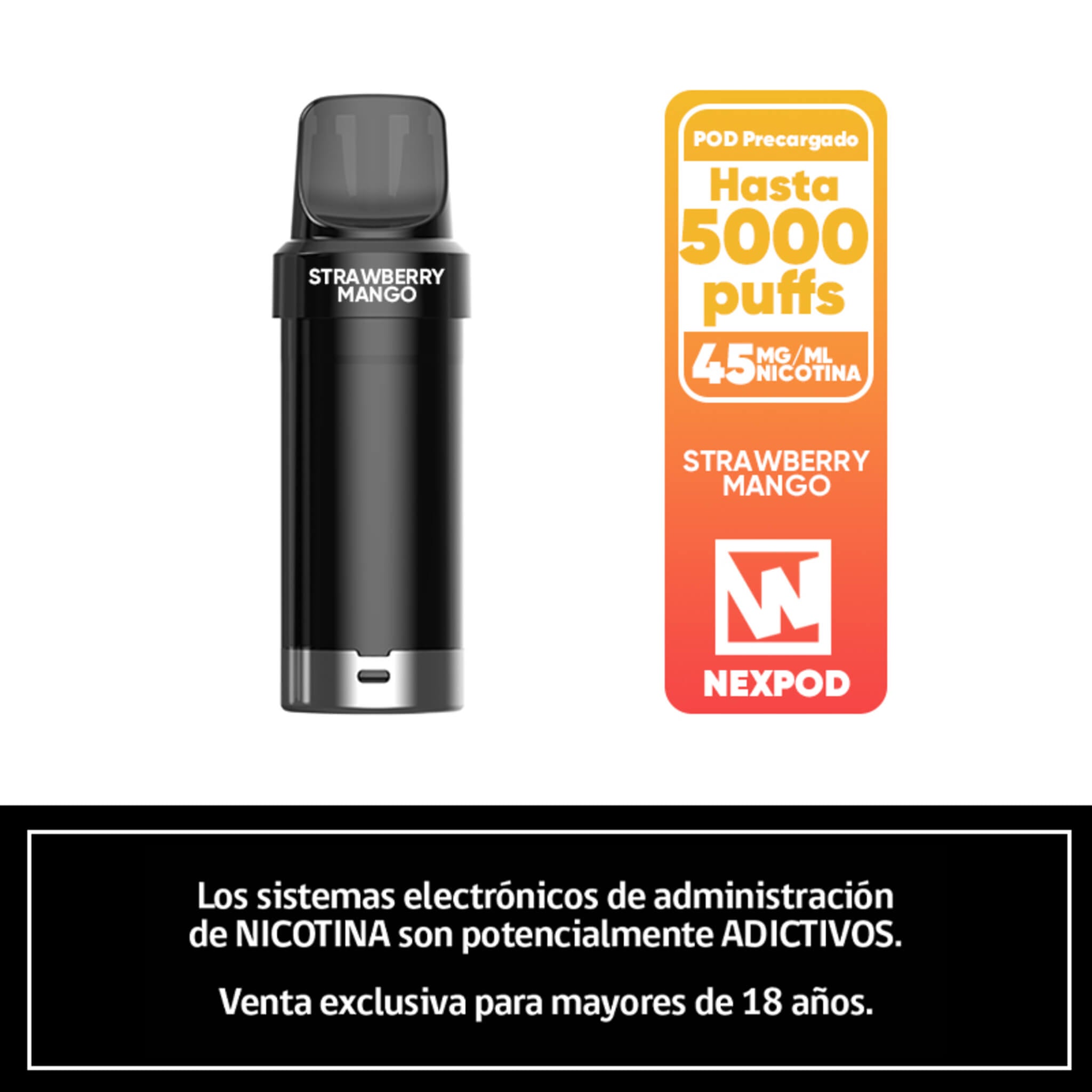 Vaper Desechable Nexpod 5000 Puffs Strawberry Mango