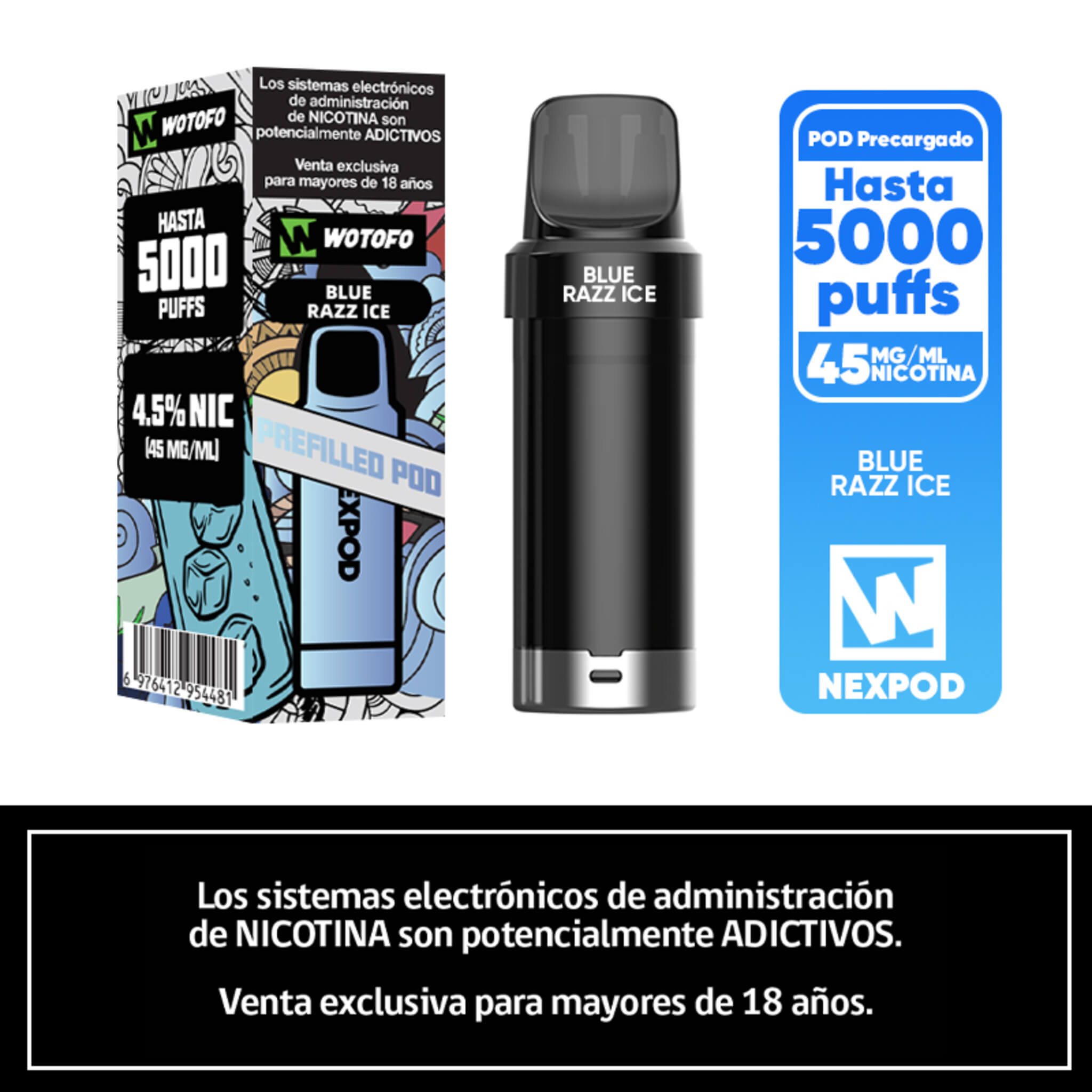 Vaper Desechable Nexpod 5000 Puffs Blue Razz Ice