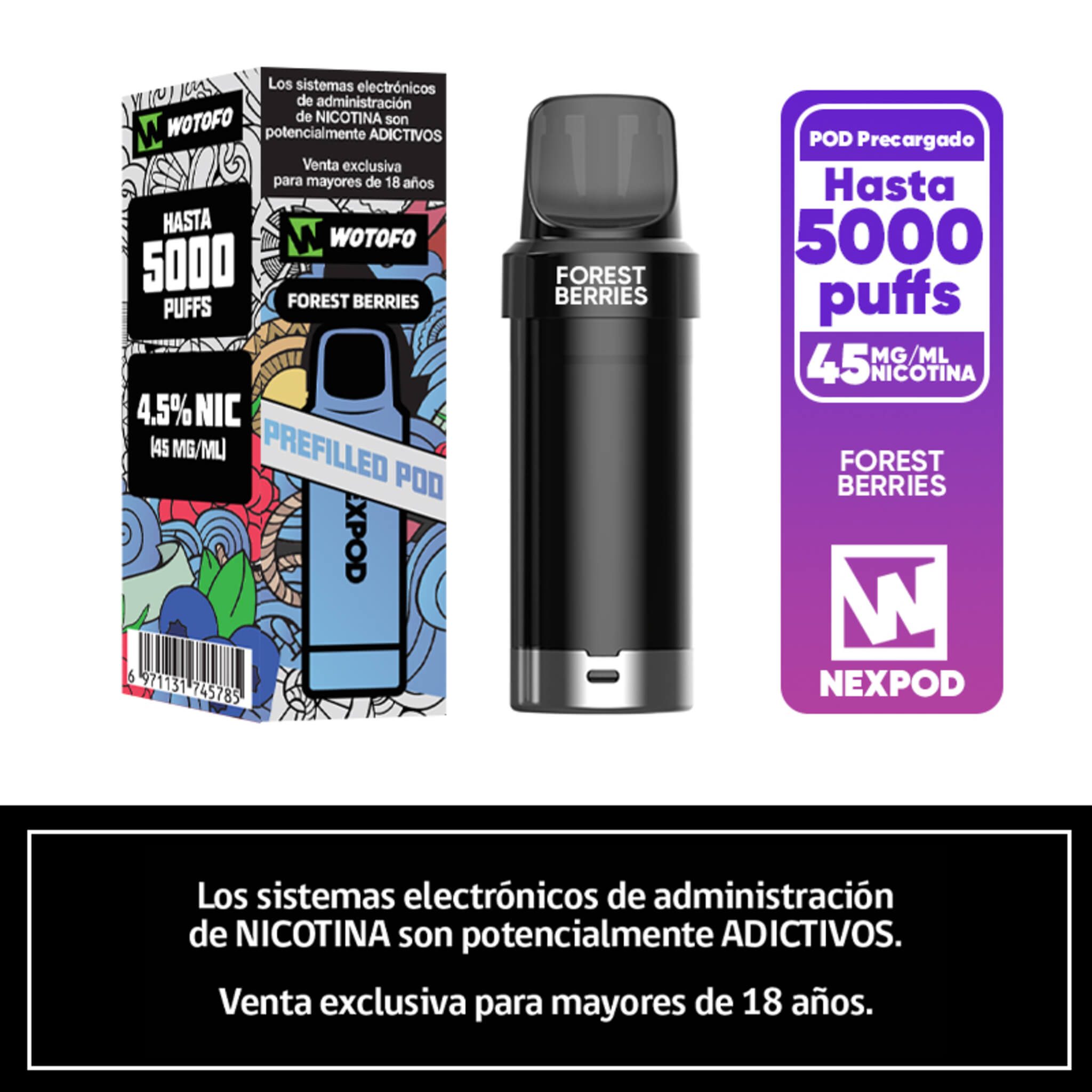 Vaper Desechable Nexpod 5000 Puffs Three Melons