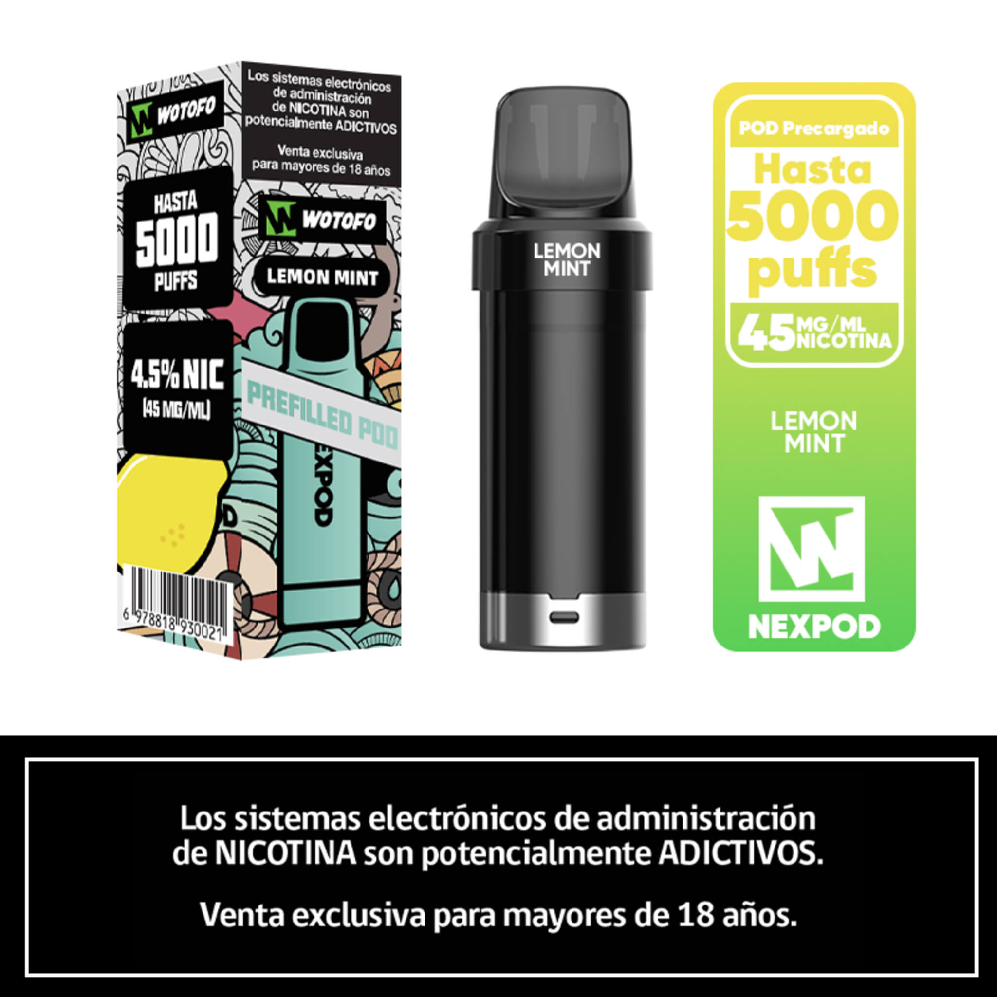 Vaper Desechable Nexpod 5000 Puffs Lemon Mint