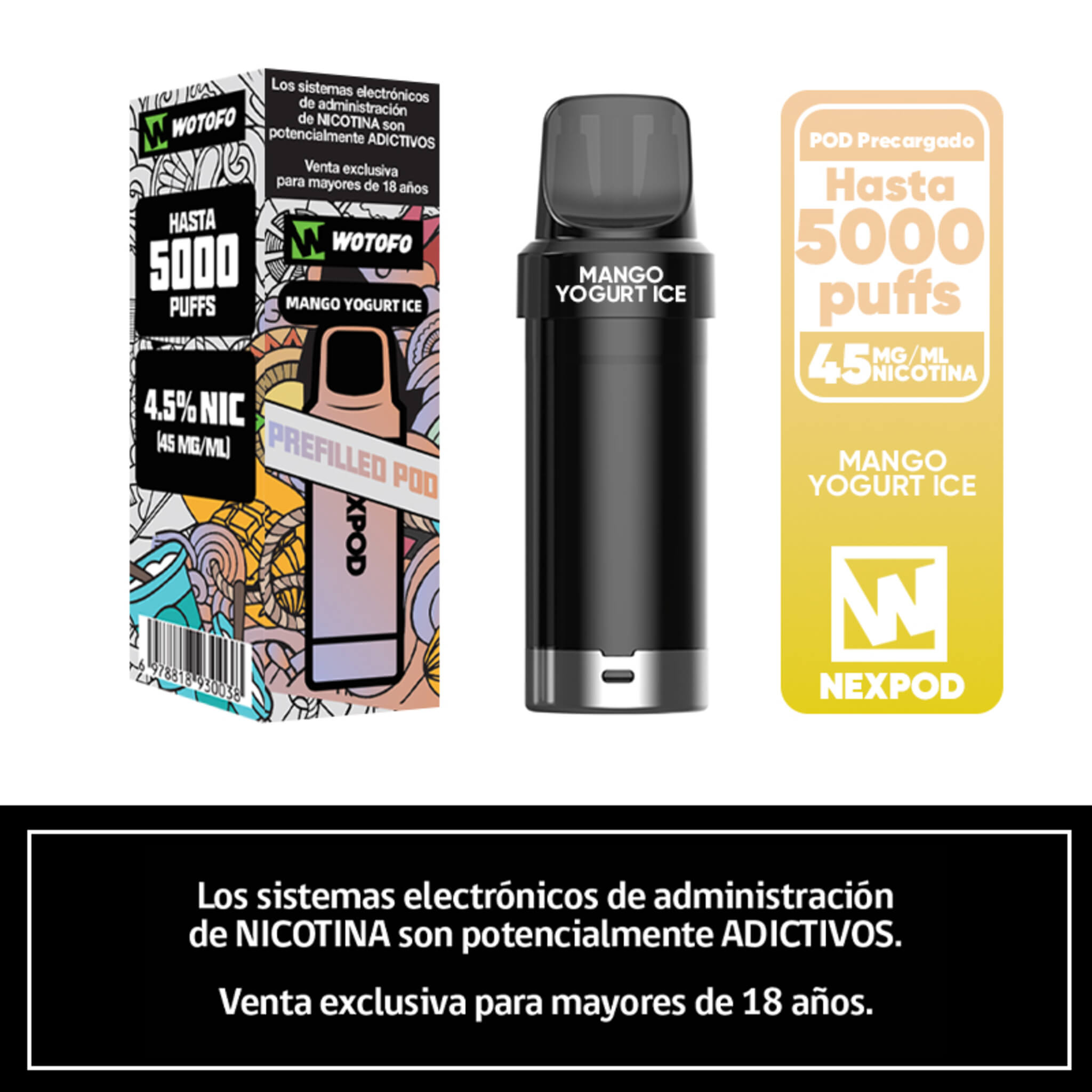 Vaper Desechable Nexpod 5000 Puffs Mango Yogurt Ice