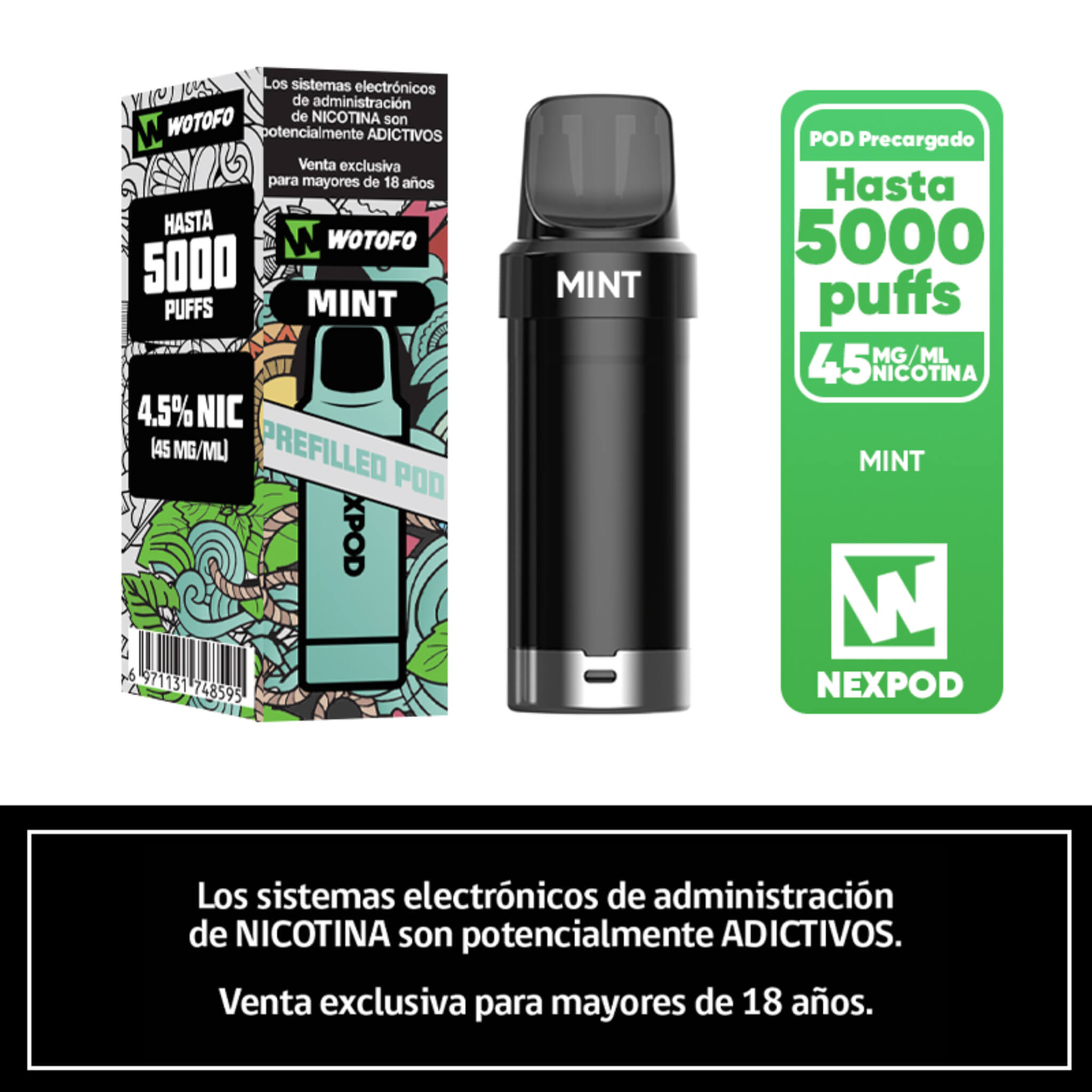 Vaper Desechable Nexpod 5000 Puffs Mint