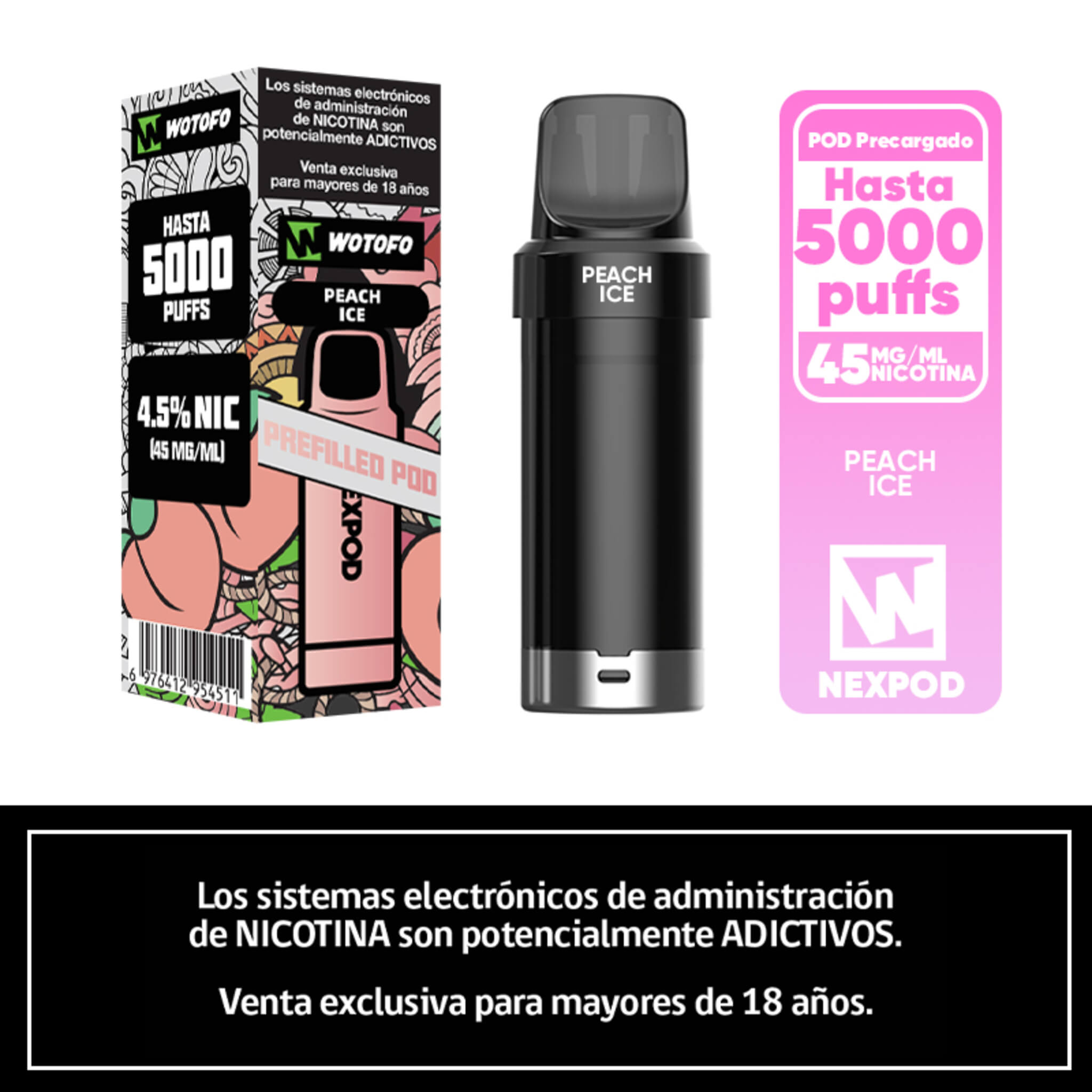 Vaper Desechable Nexpod 5000 Puffs Peach Ice