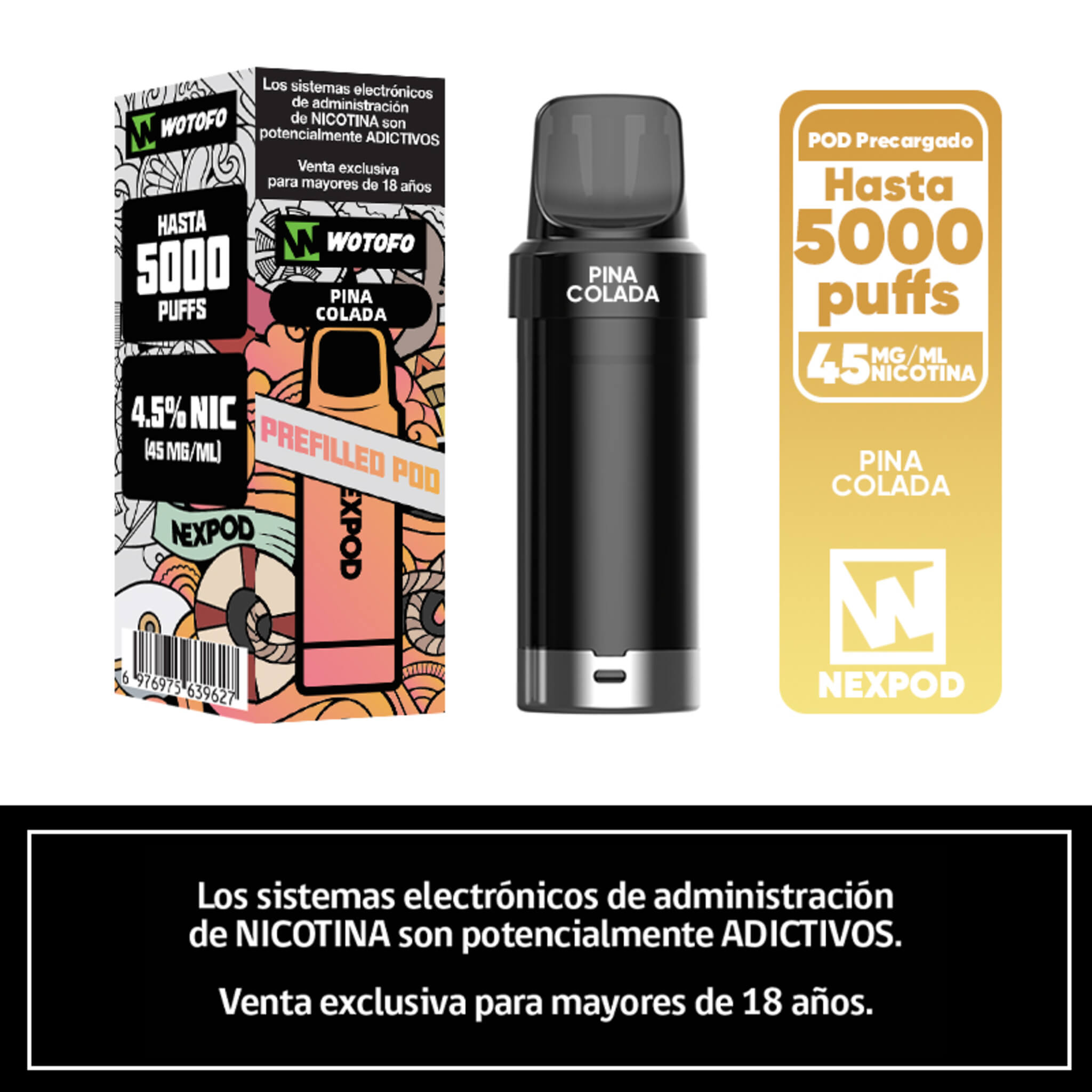 Vaper Desechable Nexpod 5000 Puffs Pina Colada
