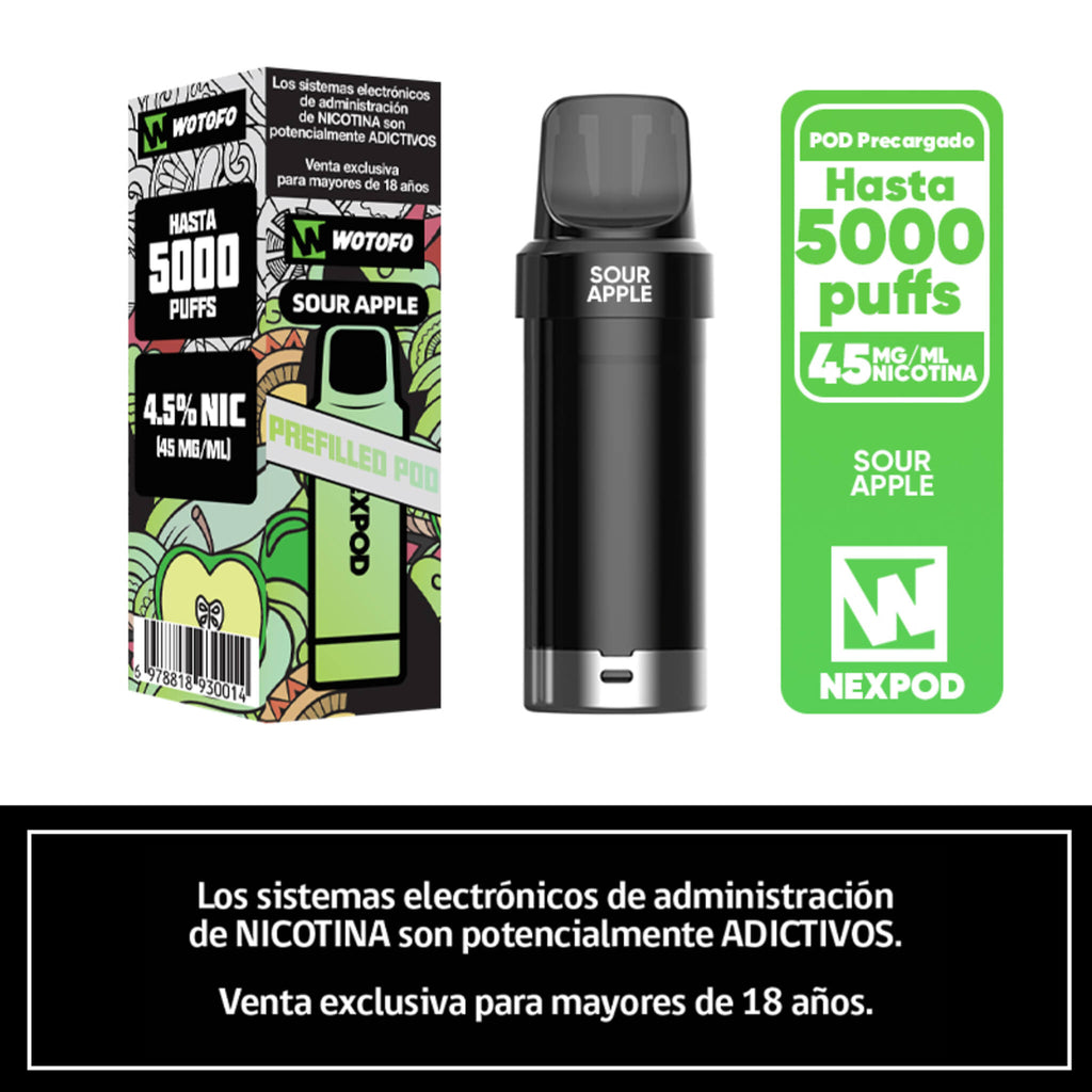 Vaper Desechable Nexpod 5000 Puffs Sour Apple