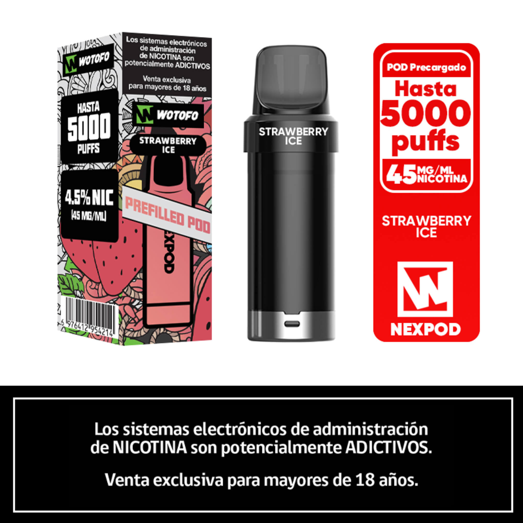 Vaper Desechable Nexpod 5000 Puffs Strawberry Ice