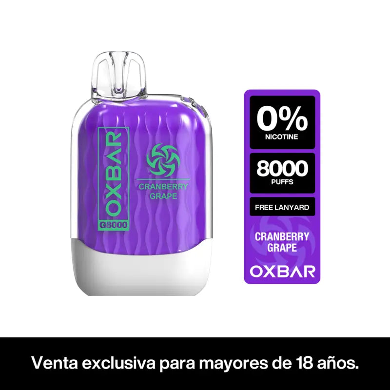Vaper Desechable Oxbar G8000 Sin Nicotina 8000 puffs Cranberry Grape