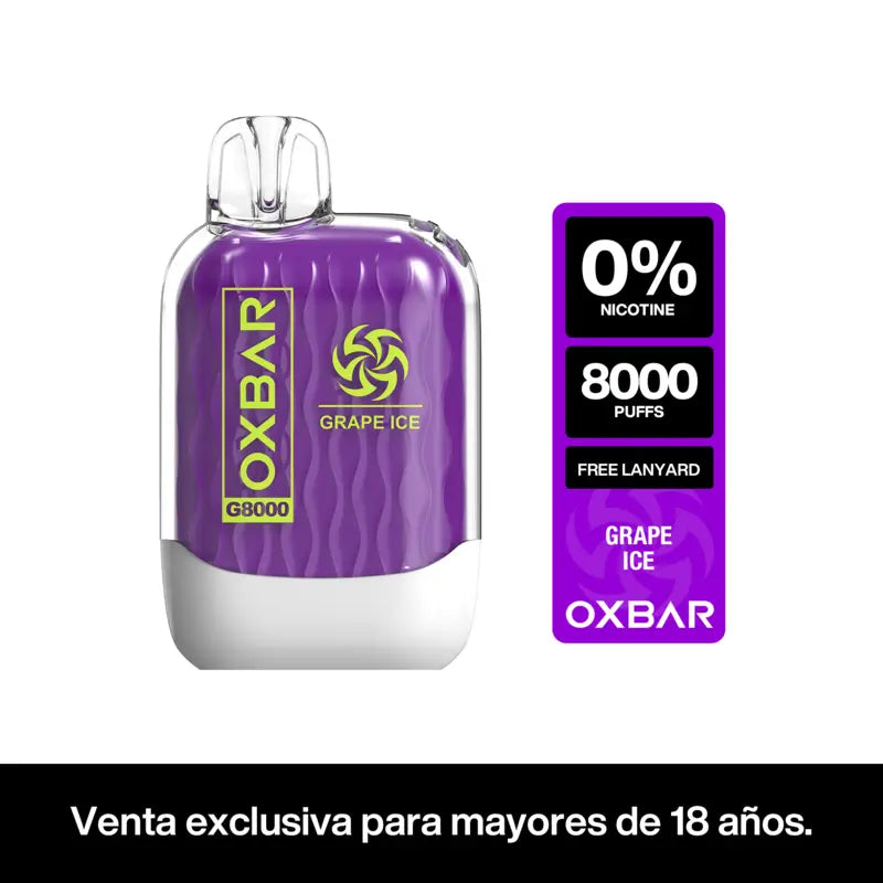 Vaper Desechable Oxbar G8000 Sin Nicotina 8000 puffs Grape Ice