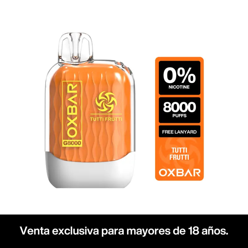 Vaper Desechable Oxbar G8000 Sin Nicotina 8000 puffs Tutti Frutti