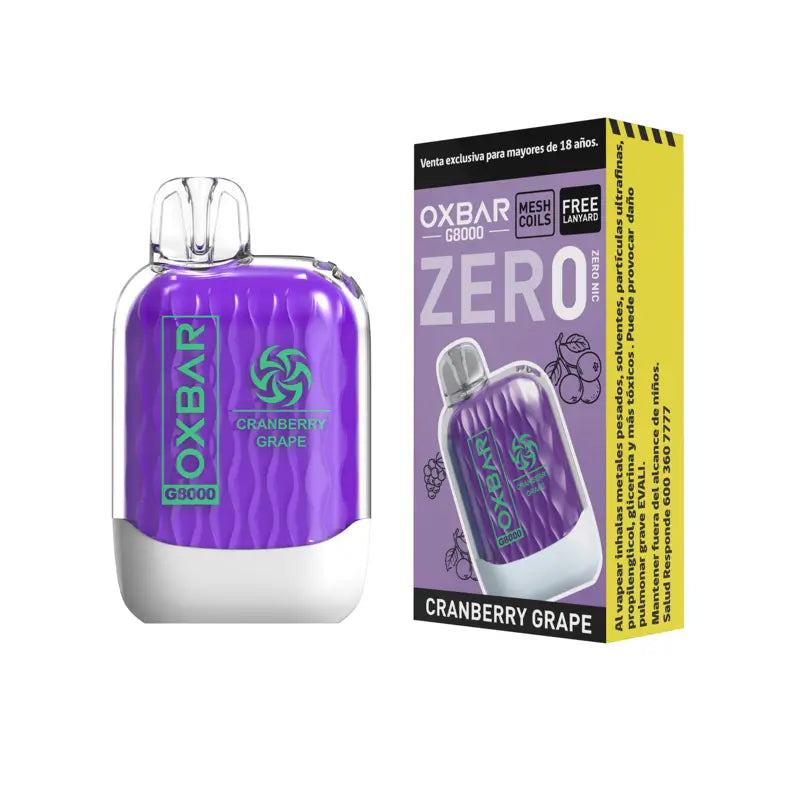 Vaper Desechable Oxbar G8000 Sin Nicotina 8000 puffs Cranberry Grape