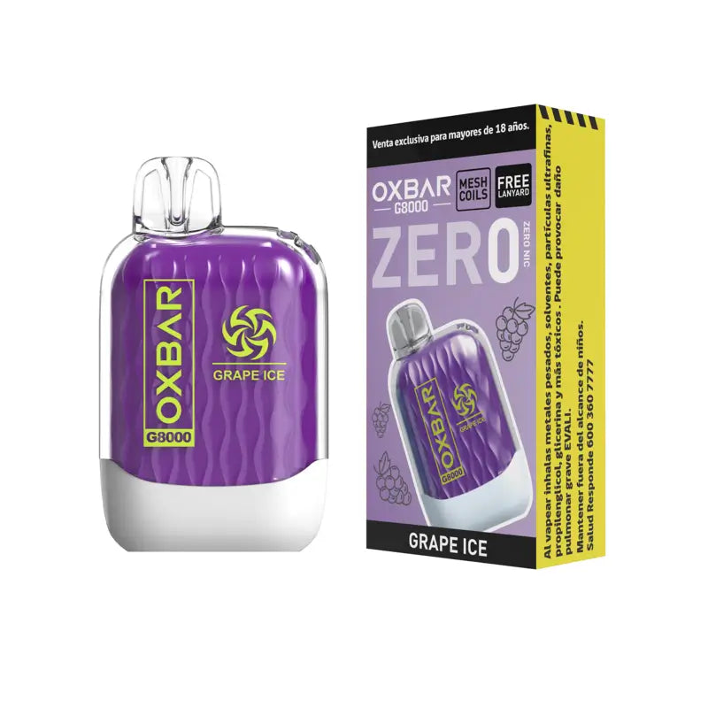 Vaper Desechable Oxbar G8000 Sin Nicotina 8000 puffs Grape Ice