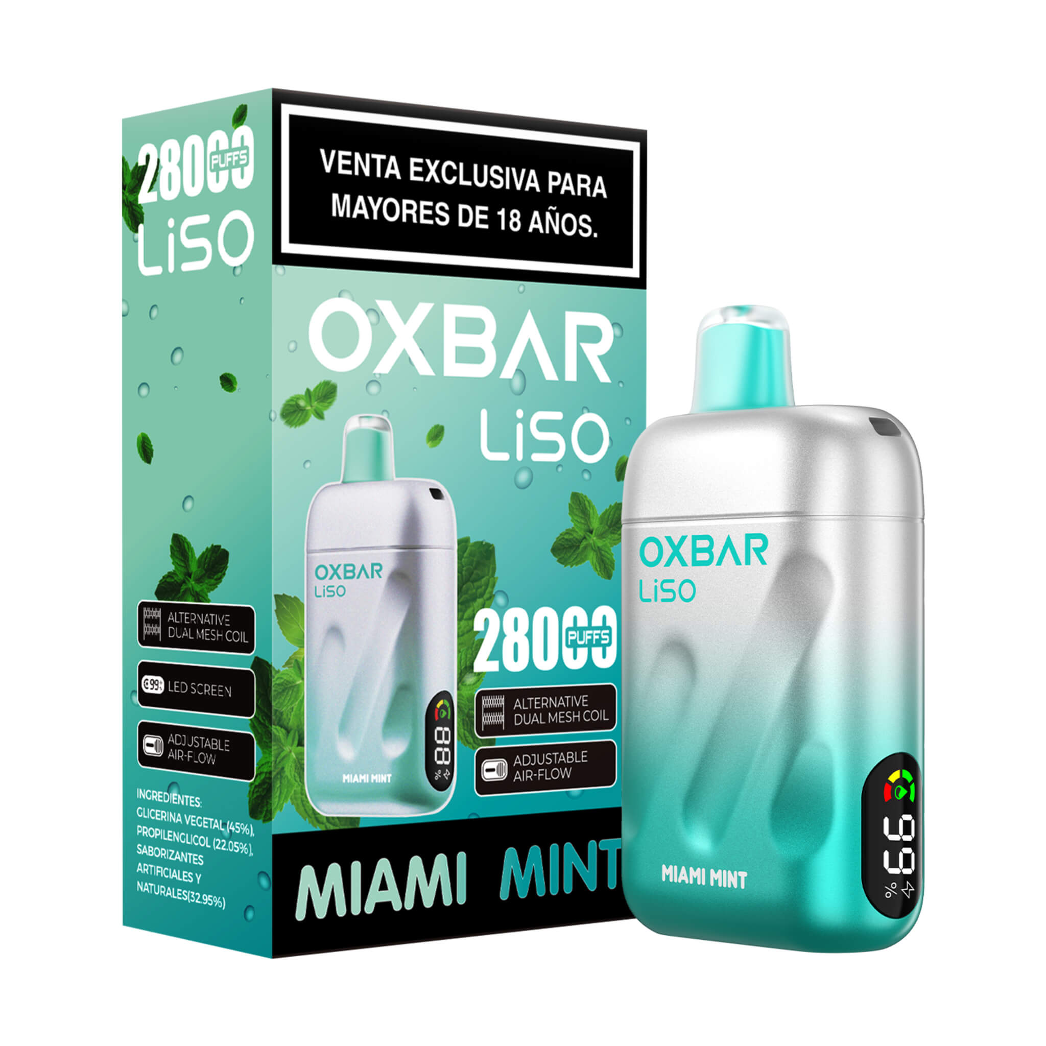 Vaper Desechable Oxbar Liso 28000 puffs Miami Mint