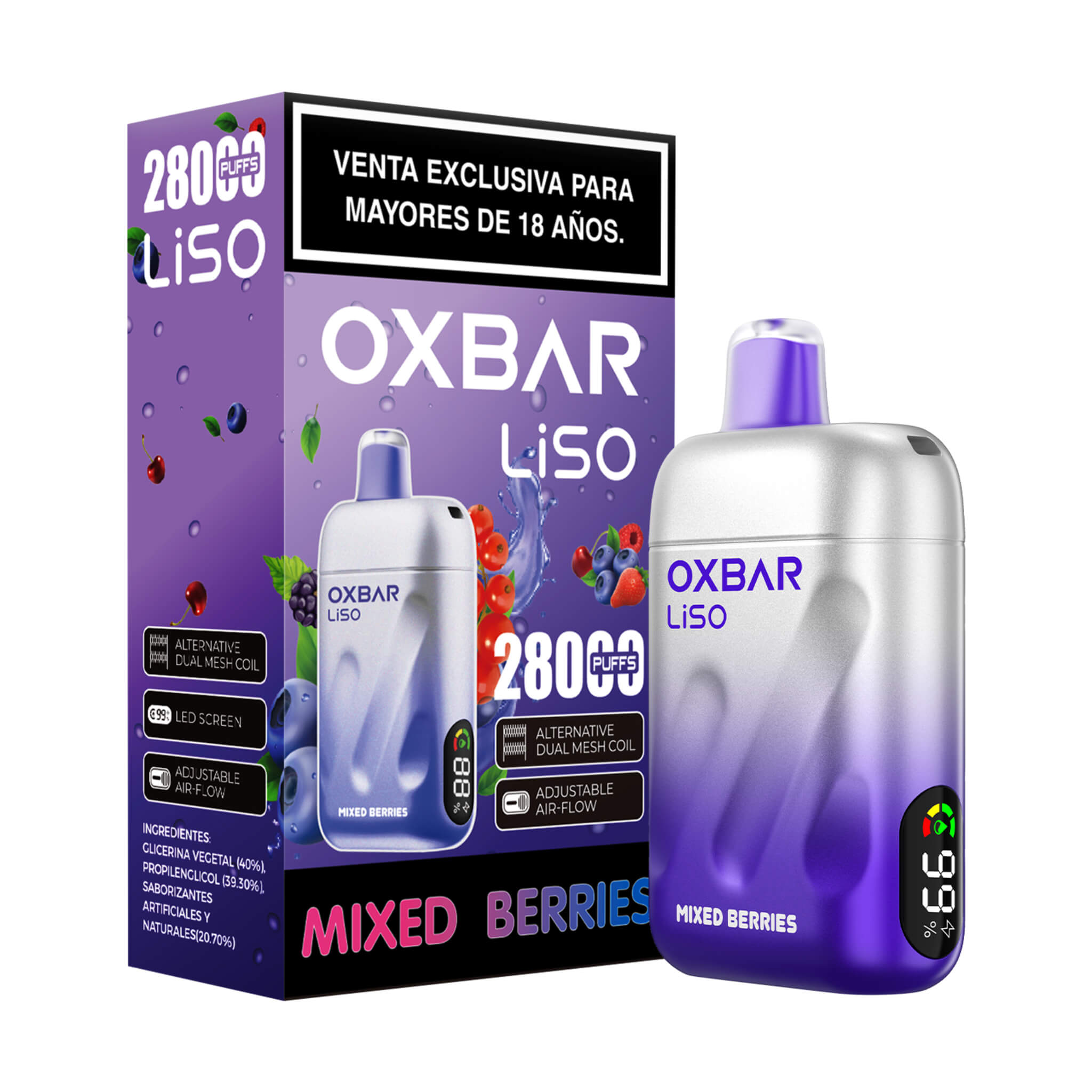 Vaper Desechable Oxbar Liso 28000 puffs Mixed Berries