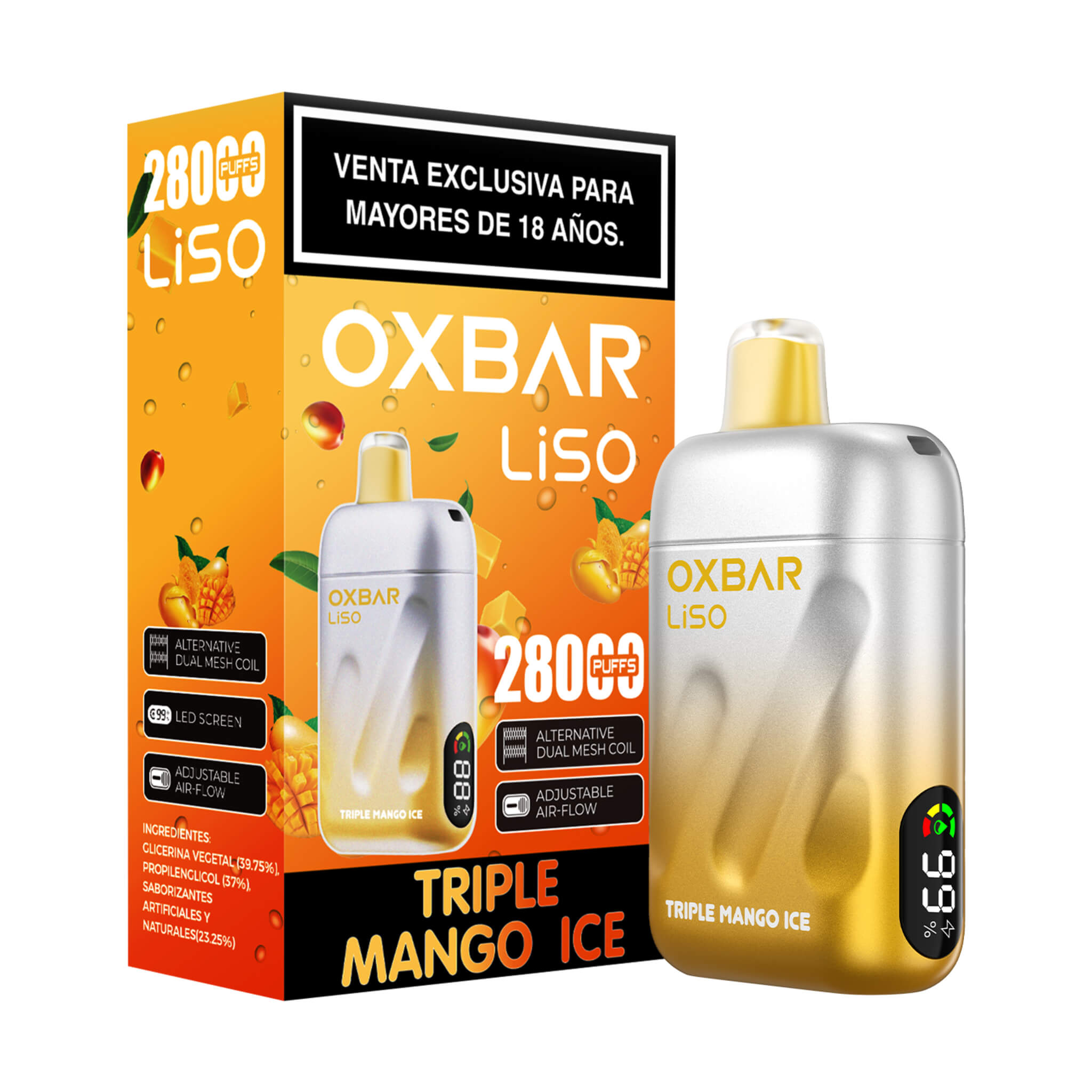 Vaper Desechable Oxbar Liso 28000 puffs Triple Mango Ice