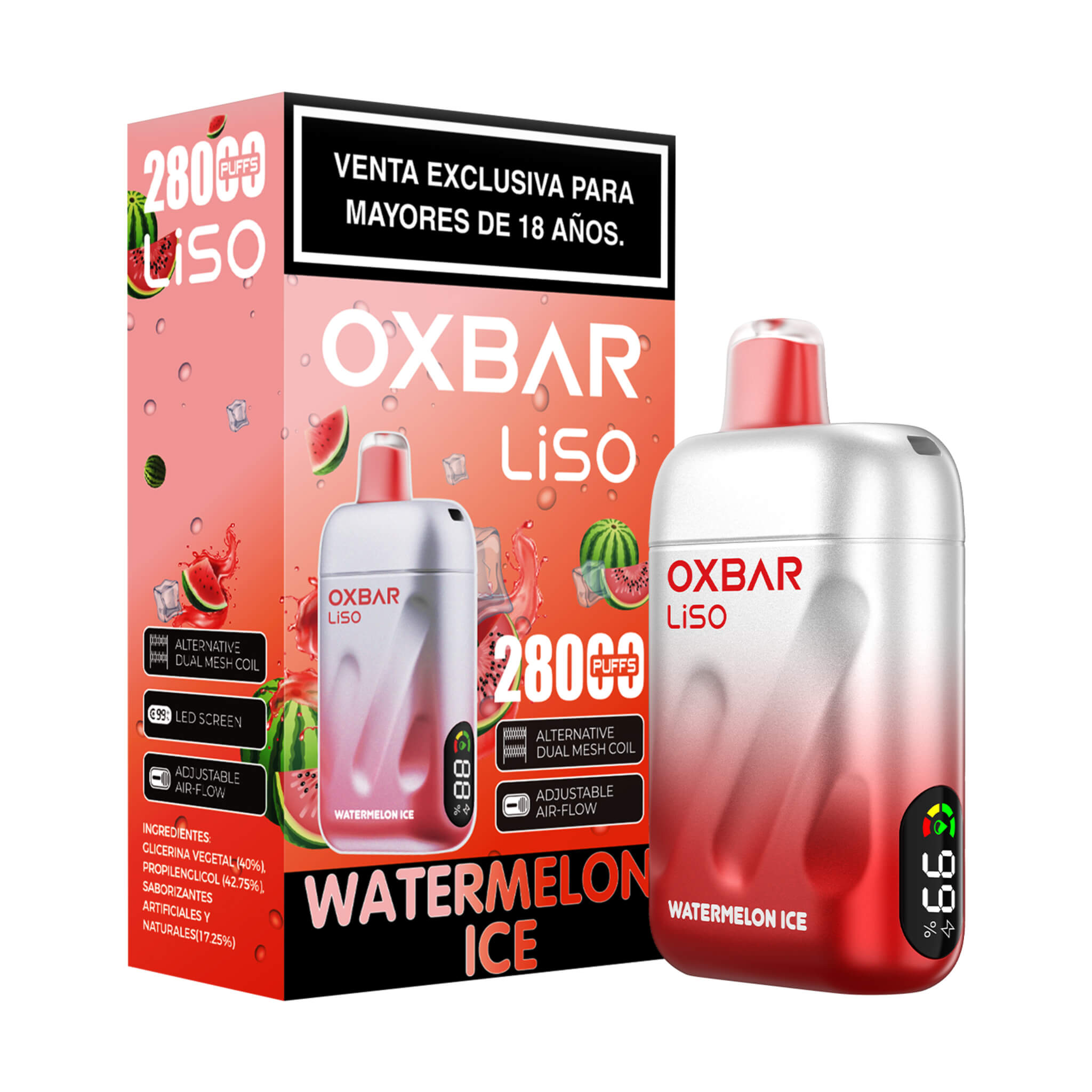 Vaper Desechable Oxbar Liso 28000 puffs Watermelon Ice