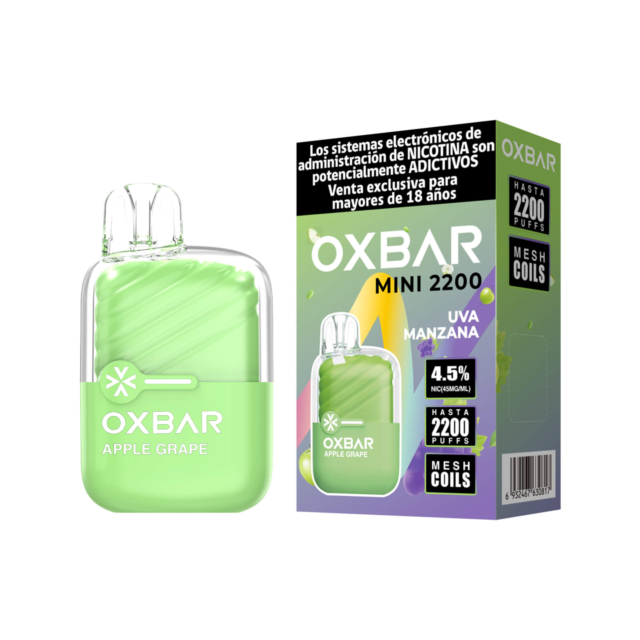 Vaper Desechable Oxbar Mini 2200 puffs Apple Grape