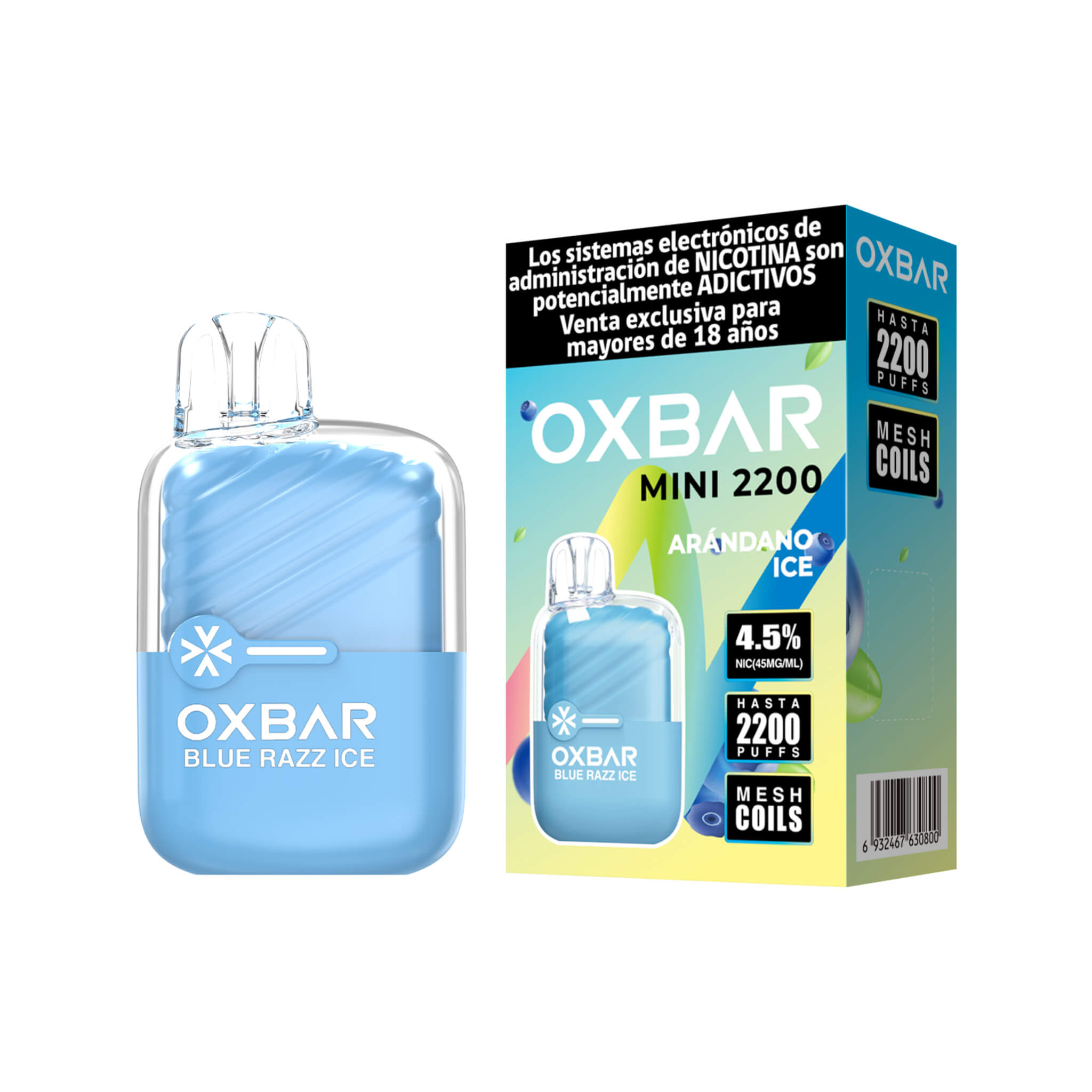 Vaper Desechable Oxbar Mini 2200 puffs Blue Razz Ice