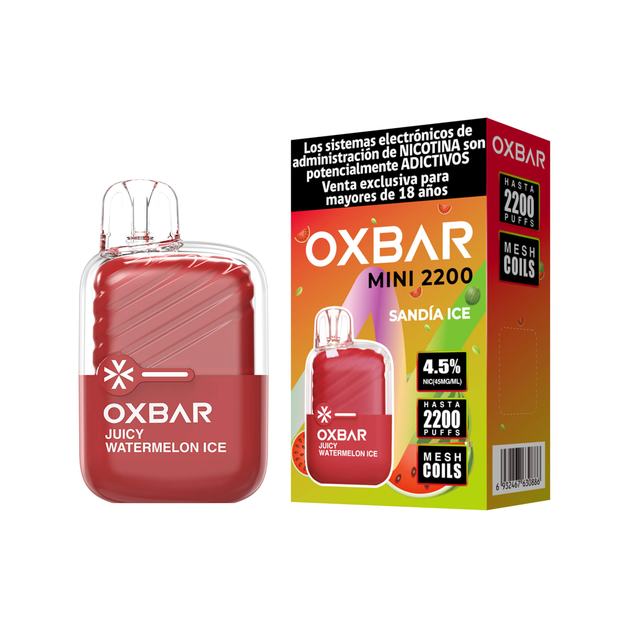 Vaper Desechable Oxbar Mini 2200 puffs Juicy Watermelon Ice