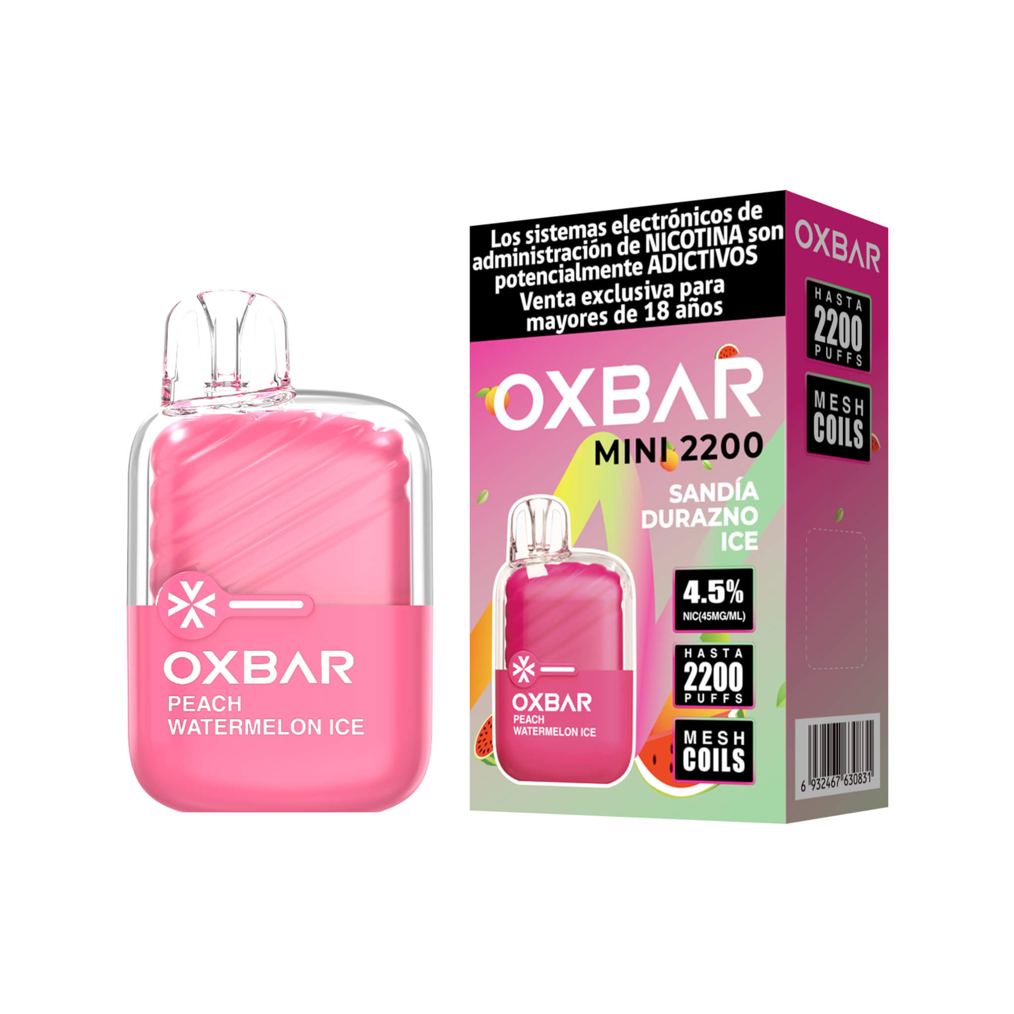 Vaper Desechable Oxbar Mini 2200 puffs Peach Watermelon Ice