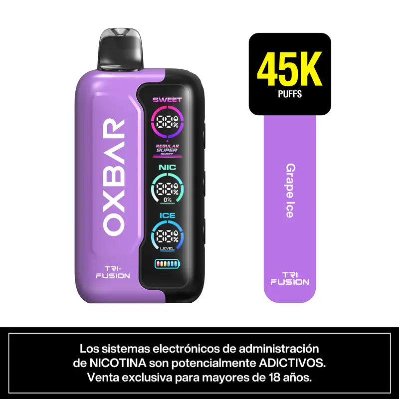 Vape Desechable Oxbar Trifusion 45000 puffs Grape Ice
