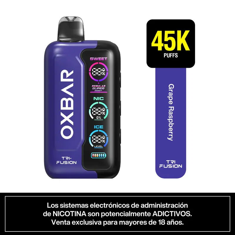 Vape Desechable Oxbar Trifusion 45000 puffs Grape Raspberry