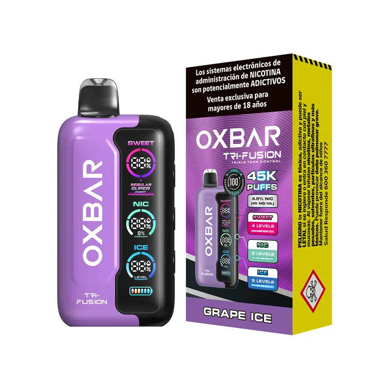 Vape Desechable Oxbar Trifusion 45000 puffs Grape Ice