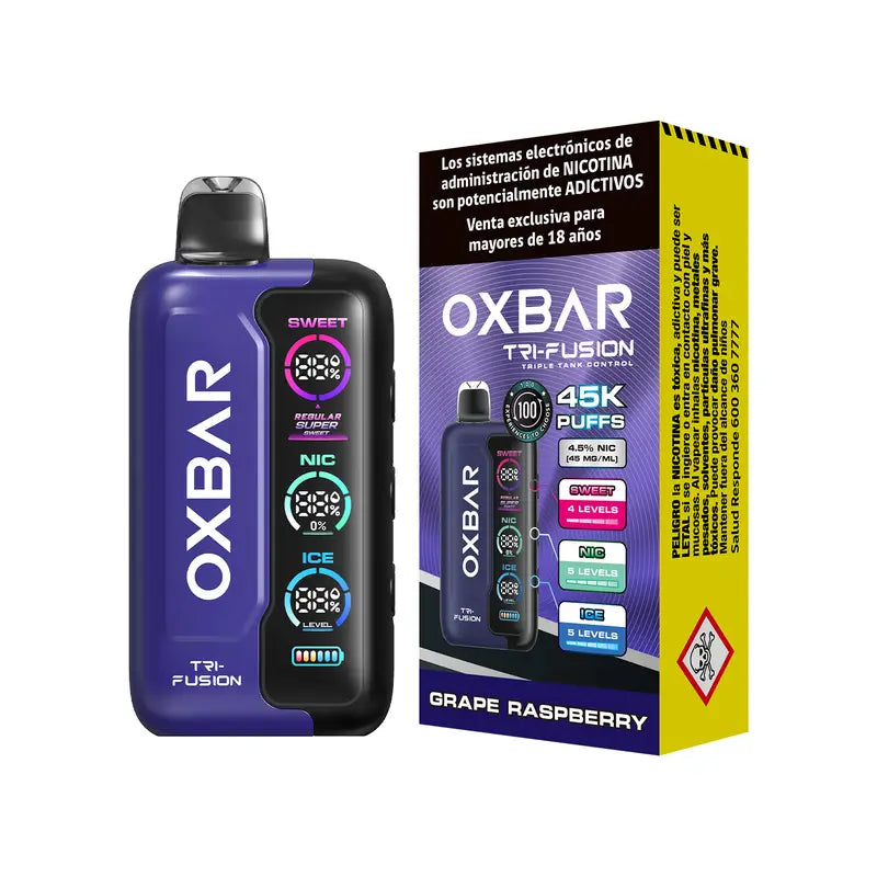 Vape Desechable Oxbar Trifusion 45000 puffs Grape Raspberry