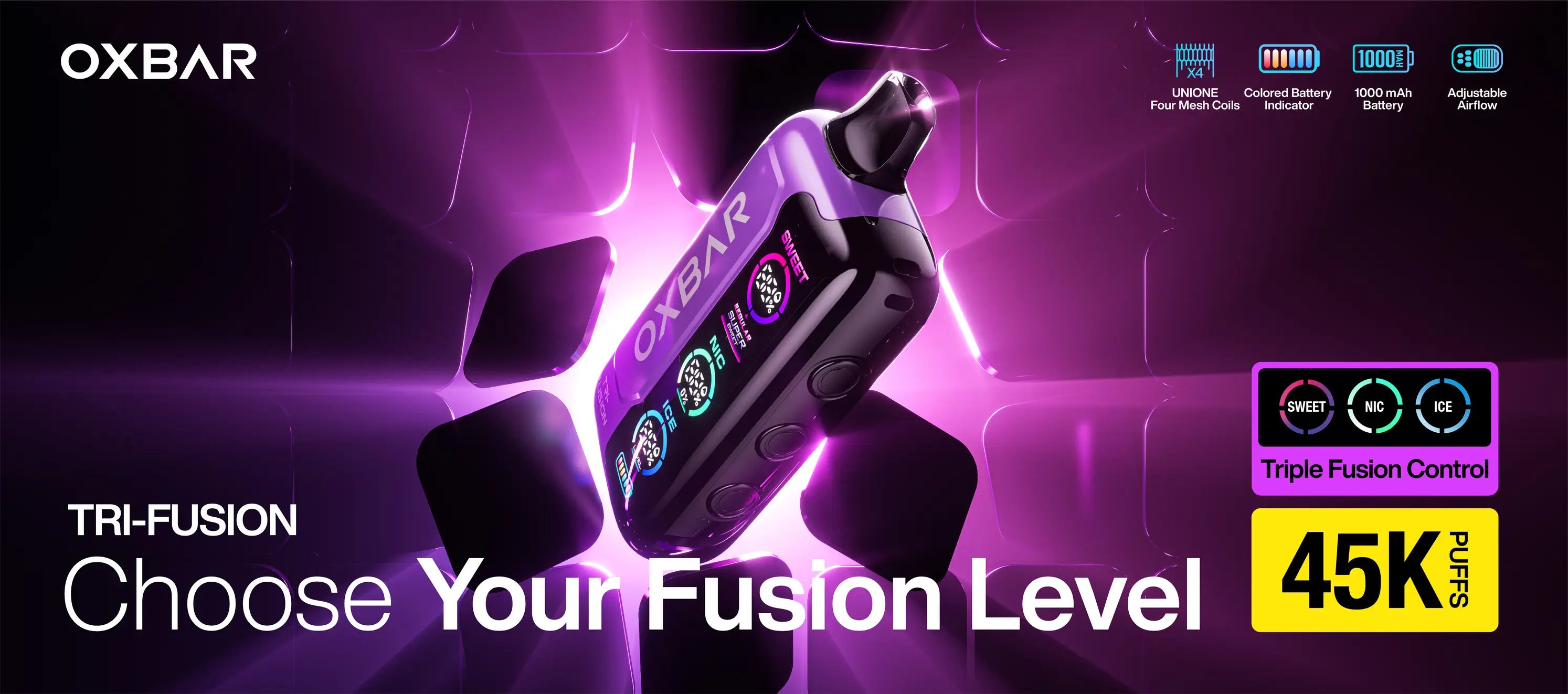 Vaper Desechable Oxbar Trifusion 45.000 Puffs