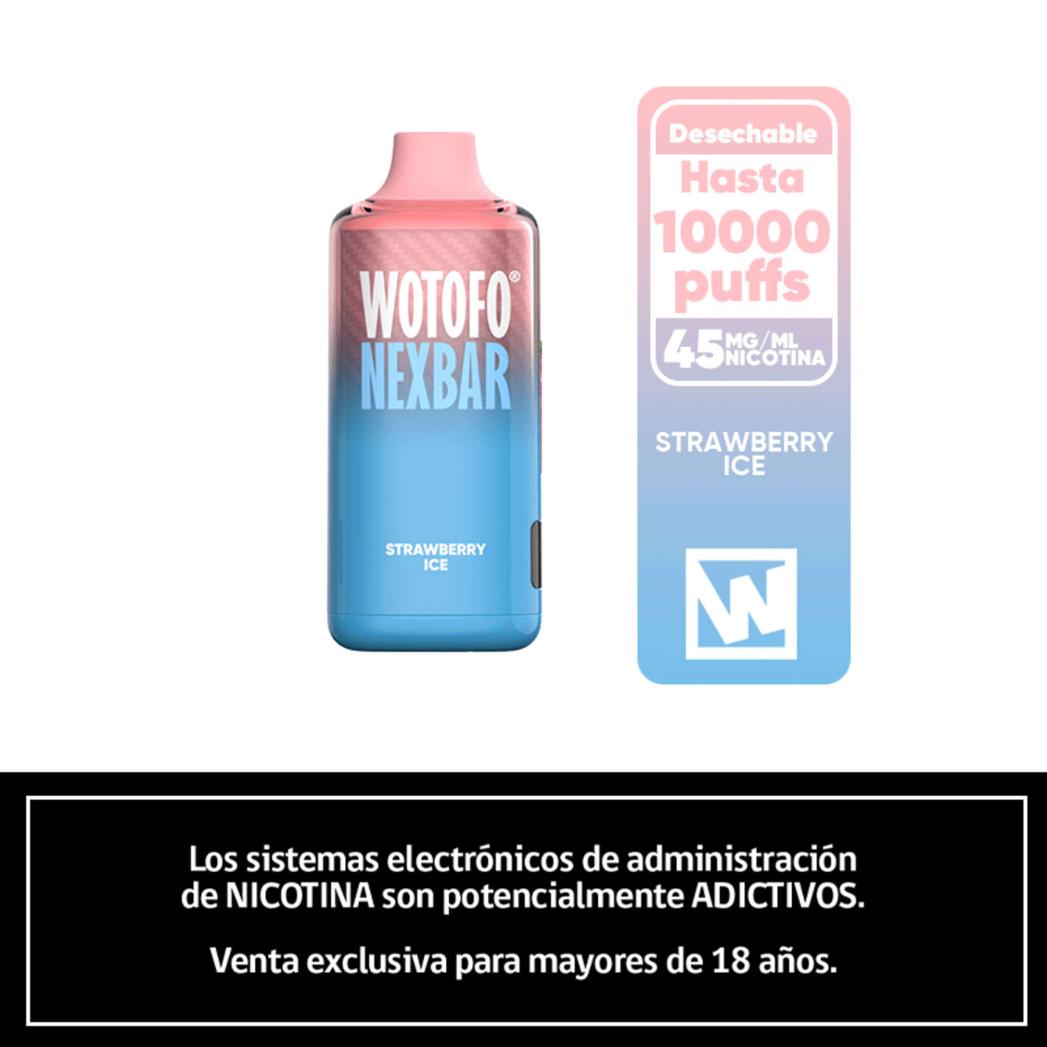 Vaper Desechable Wotofo Nexbar 10000 puff Strawberry Ice