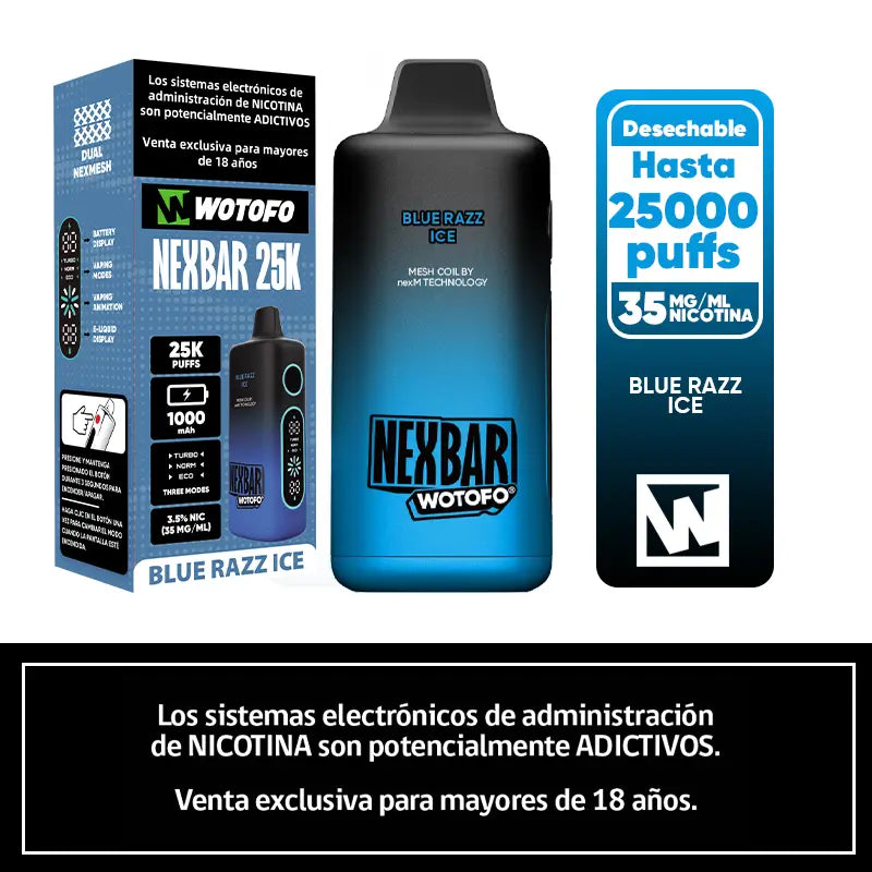 Vaporizador Desechable Nexbar 25000 puffs Blue Razz Ice