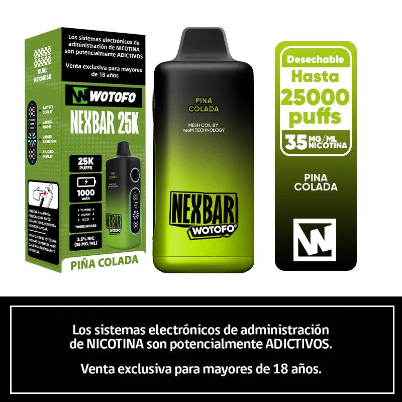 Vaporizador Desechable Nexbar 25000 puffs Piña Colada