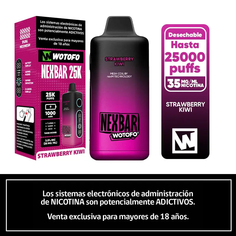 Vaporizador Desechable Nexbar 25000 puffs Strawberry Kiwi