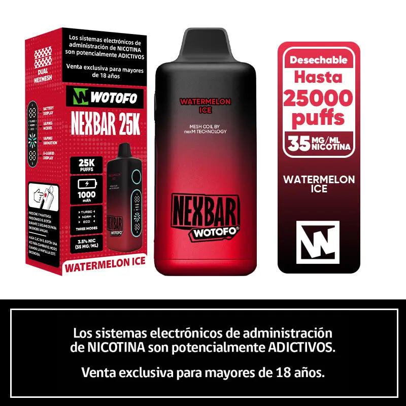 Vaporizador Desechable Nexbar 25000 puffs Watermelon Ice