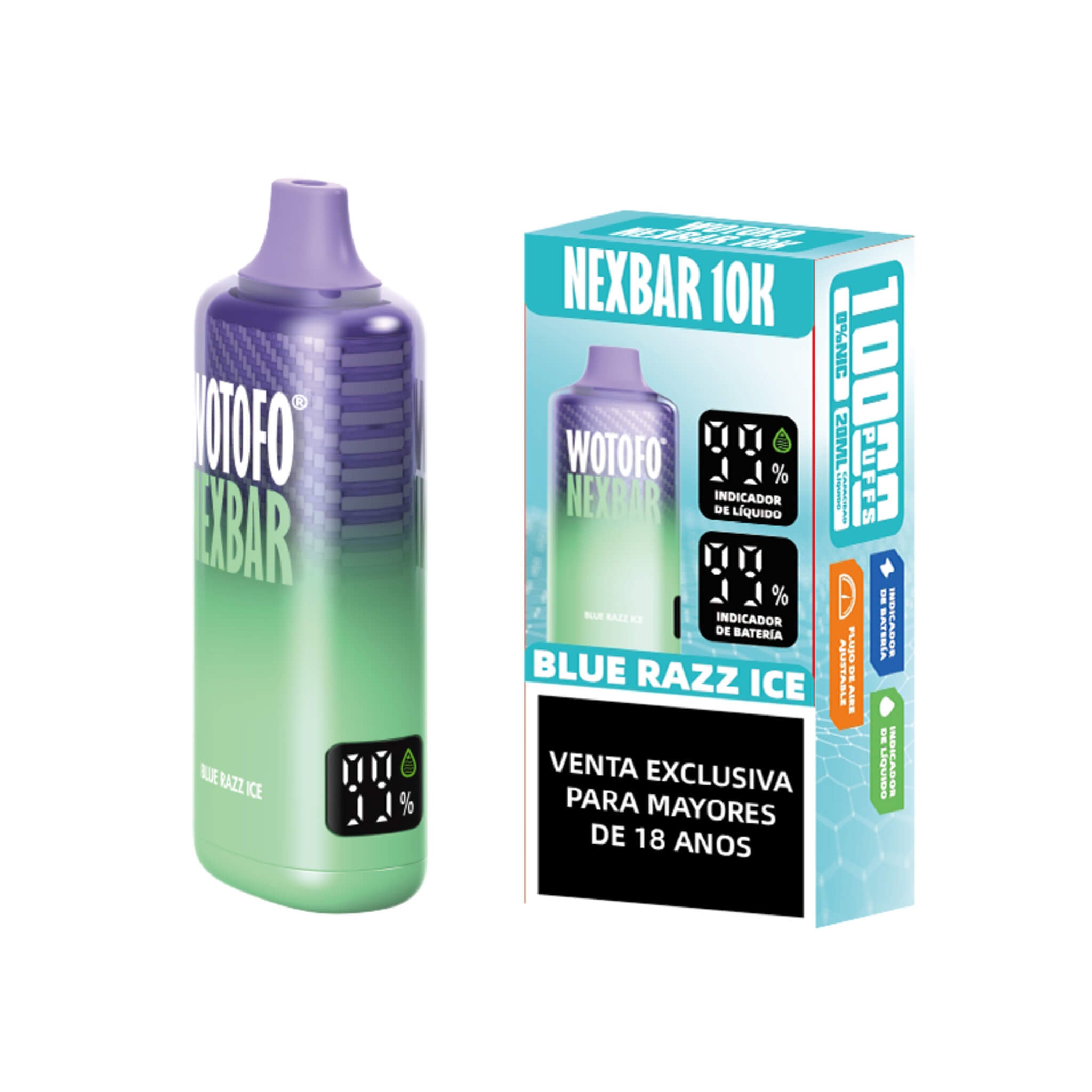 Vaper Desechable Wotofo Nexbar 10000 puff Blue Razz Ice