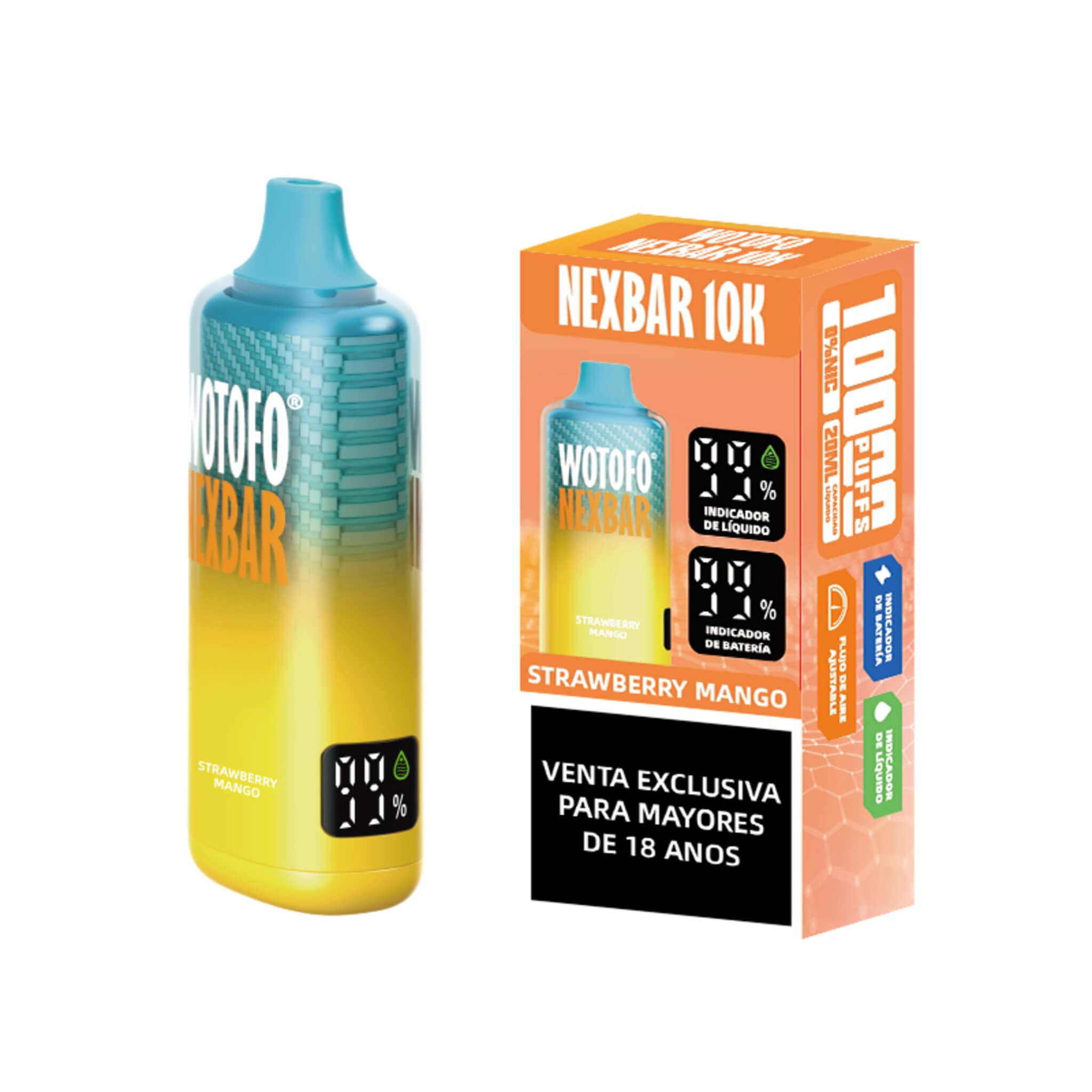 Vaper Desechable Wotofo Nexbar 10000 puff Strawberry Mango