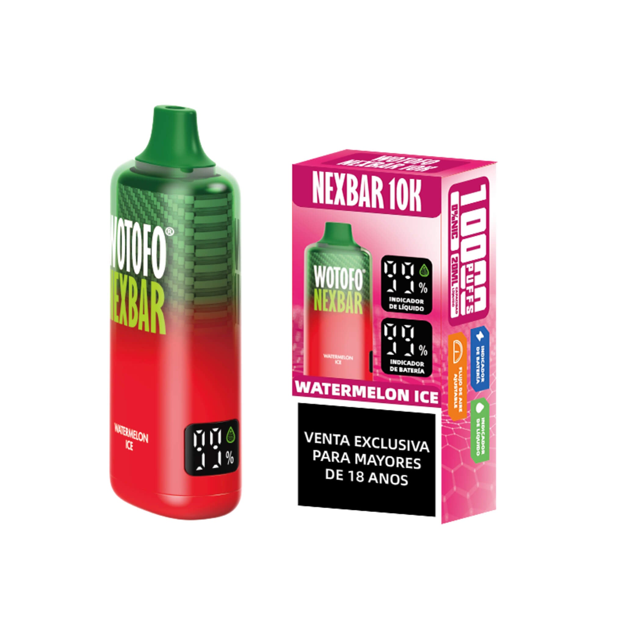Vaper Desechable Wotofo Nexbar 10000 puff Watermelon Ice