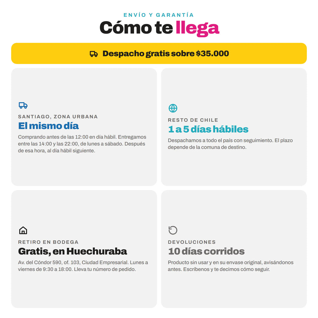 Envío de La Vapería: despacho gratis sobre $35.000, mismo día en Santiago y retiro en Huechuraba