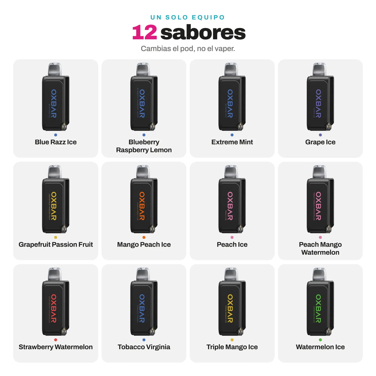 Vape Desechable Oxbar Svopp 25000 Puffs - 12 Sabores