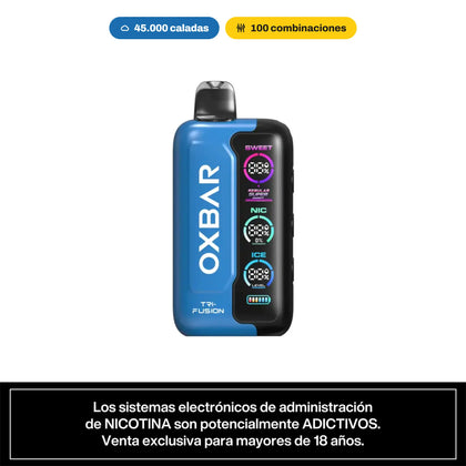 Vaper Oxbar Trifusion de 45.000 caladas con pantalla