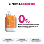 El Oxbar G8000 Zero tiene 0% de nicotina, con el mismo equipo y los mismos seis sabores de la línea G8000